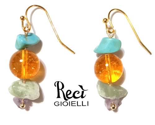 Orecchini unisex con pietre - unisex,